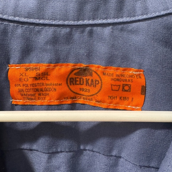 4/$15 RED KAP Industrial Work Blue Button Down Short Sleeve Shirt - Picture 4 of 4